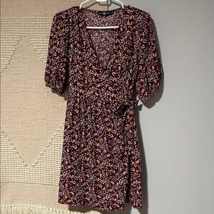 Burgundy Floral Mini Dress